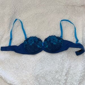 32B Adore Me Electric Blue Push-up Bra with bow on front